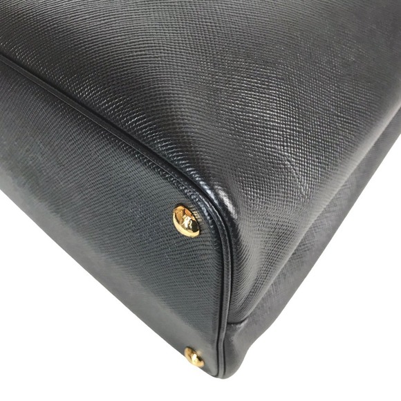 Prada Double Tote Bag Leather Shoulder Bag Black Red - Picture 13 of 16